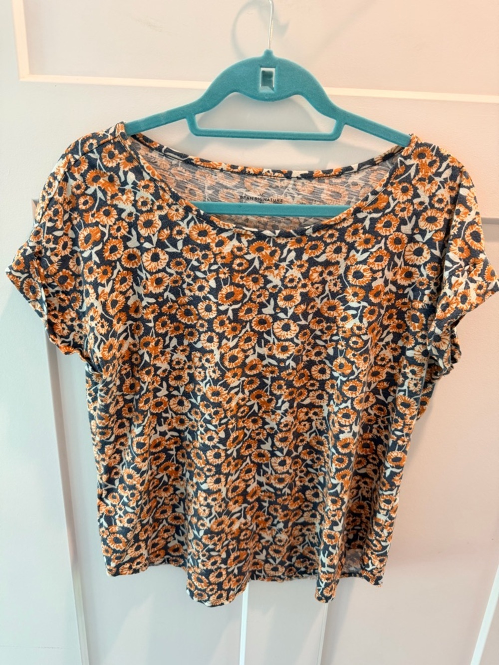 L.L.Bean Signature Floral Tee Large Cotton Modal Soft Boho Top